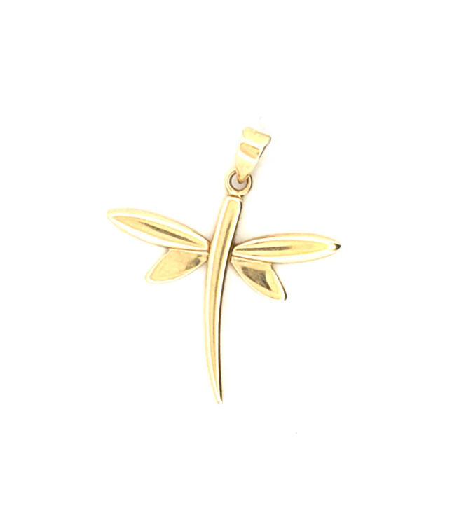 Colgante de libélula de oro amarillo de 14 quilates. Peso: 1,8 g