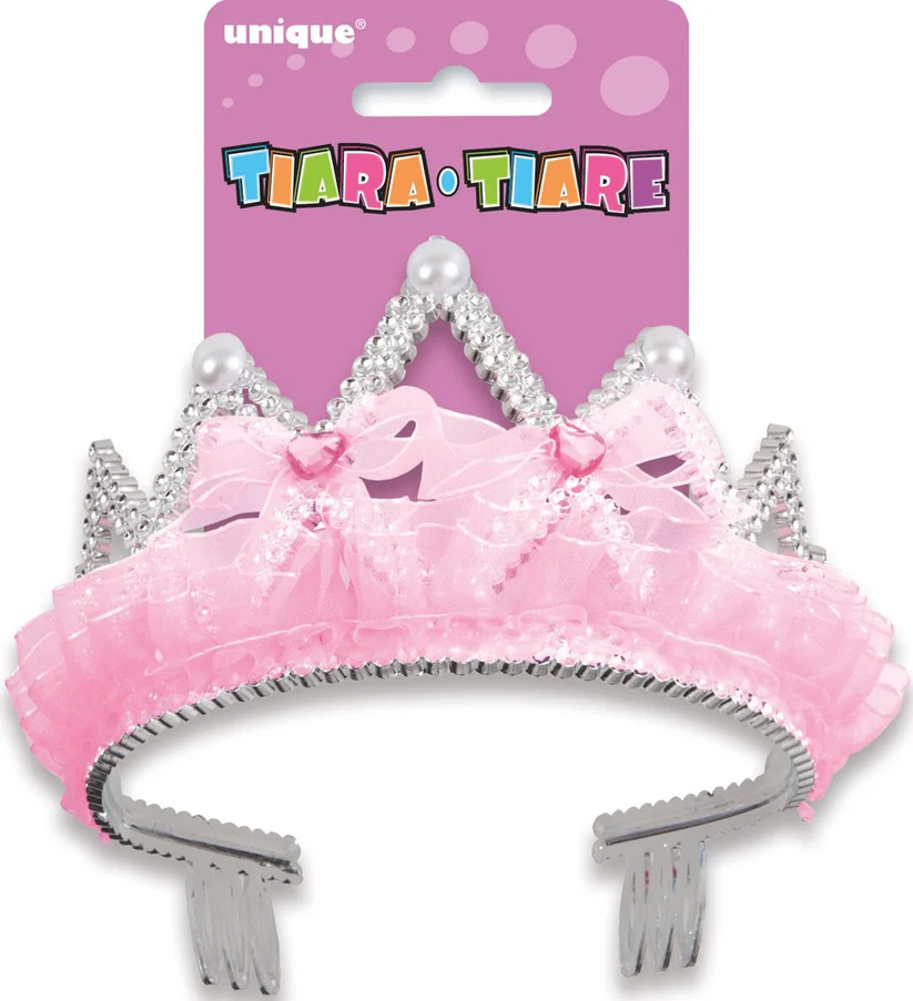 Lazos rosas y tiara de cinta