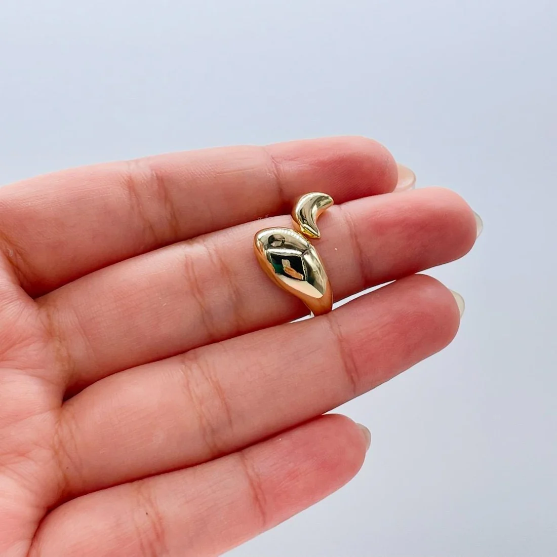 anillo de pescado liso liso relleno de oro ajustable de 18 quilates